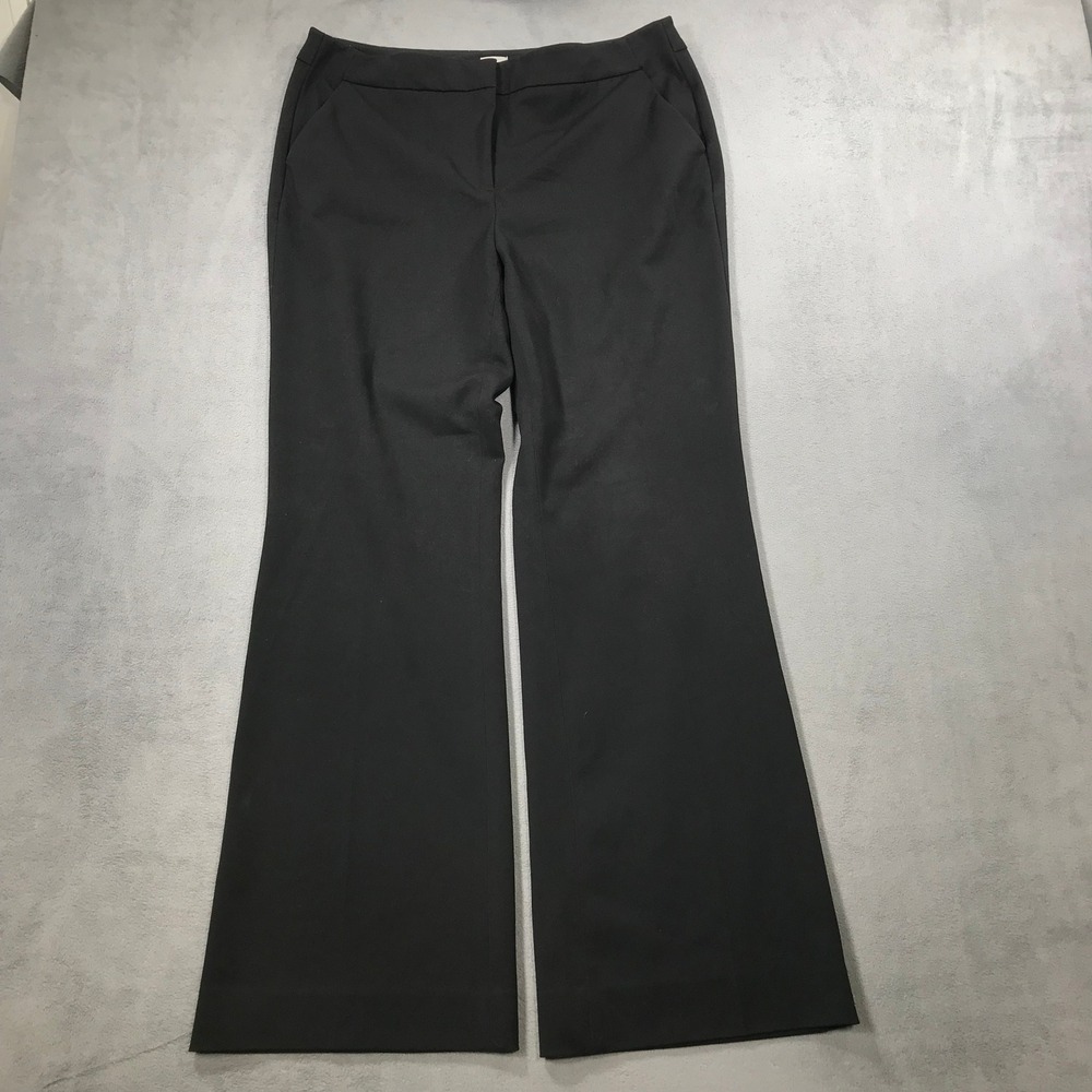Chico's Platinum Trousers Women 1.5R Black Wide Leg Flare Boot Dress Pants